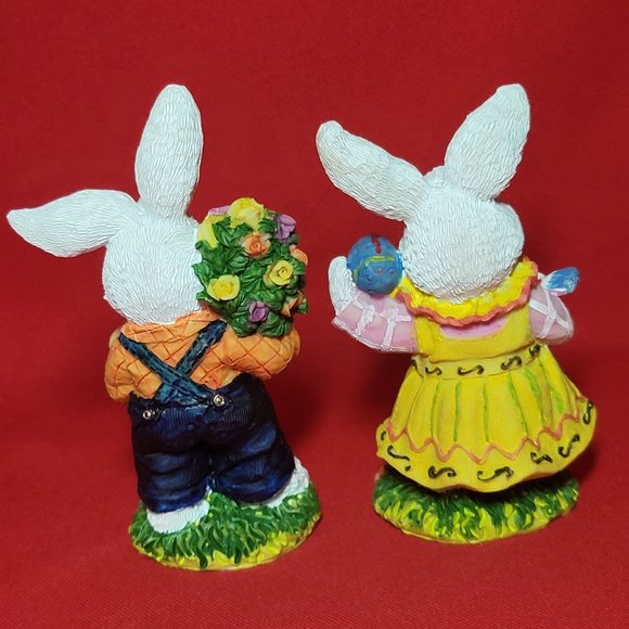VTG Ks Collection Spring Easter Bunny Rabbit Figurine Home Decor Set of 2 - Picture 12 of 13